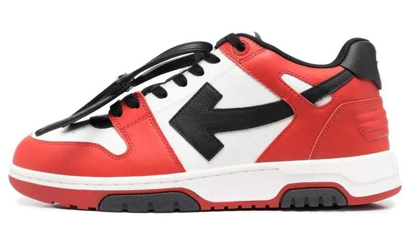 OFF-WHITE Out Of Office OOO Low Tops Black White Red (OMIA189S22LEA0012510)