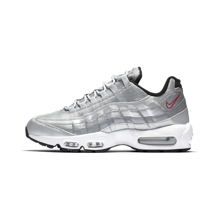 Nike Air Max 95 Silver Bullet “Metallic Silver / Black / White / Varsity Red” (918359-001)