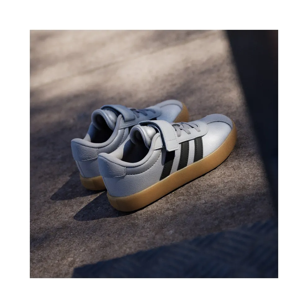 Adidas VL Court 3.0 Skateboard Shoes Kids Silver Metallic / Core Black / Light Solid Grey (IH3958)