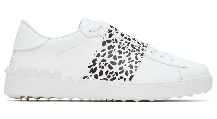 Valentino Garavani White & Black Leopard Open Sneakers (WY0S0830WCZ)