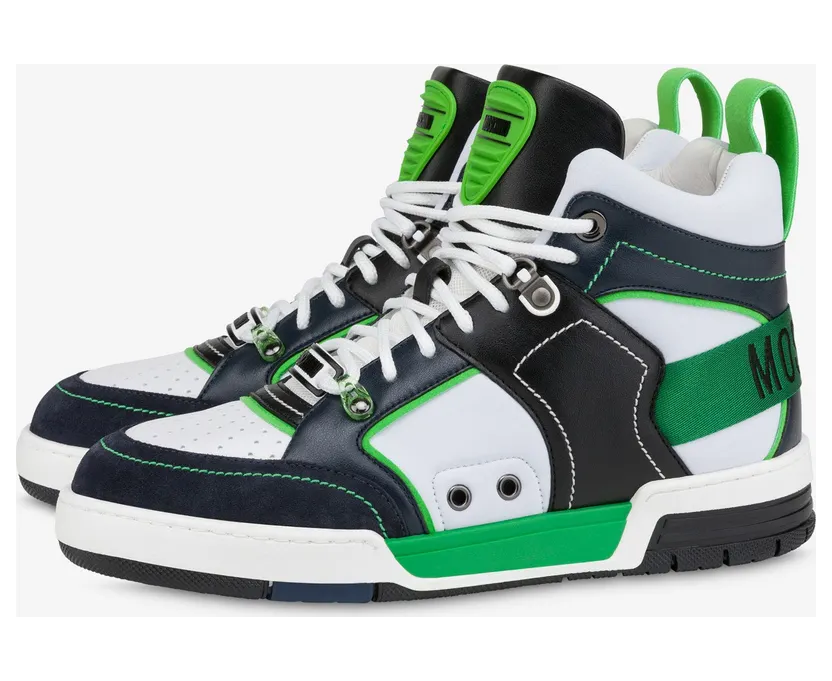 Moschino Hohe Sneaker Aus Kalbsleder Streetball (POLMB15604G1GG4710B)