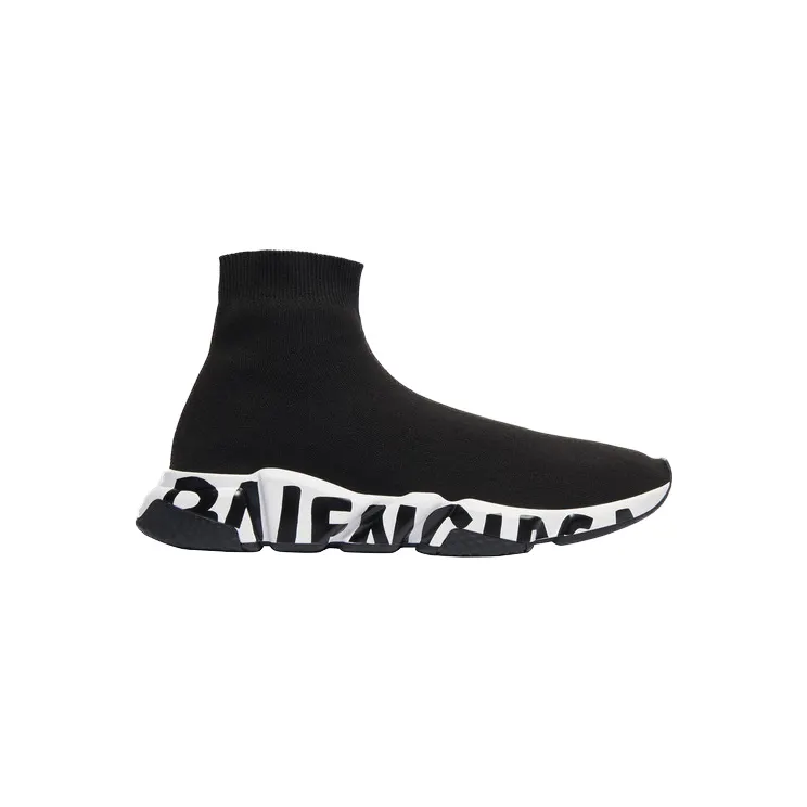 Balenciaga Speed Graffiti Trainers White Black Logo (W) (605942W05GE1015 / 605942W2DB71015)