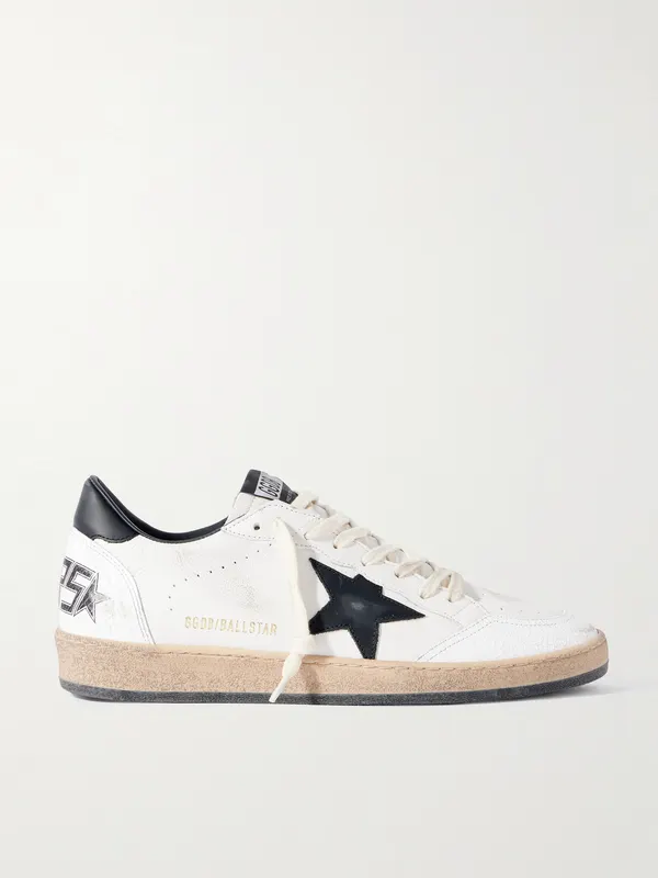 Golden Goose Ball Star Distressed Leather Sneakers White (GMF00117.F003771)