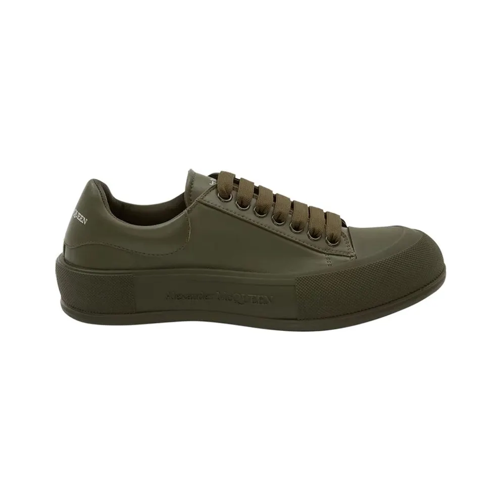 Alexander McQueen Leather Deck Plimsoll Khaki (667817WIAGC3211)