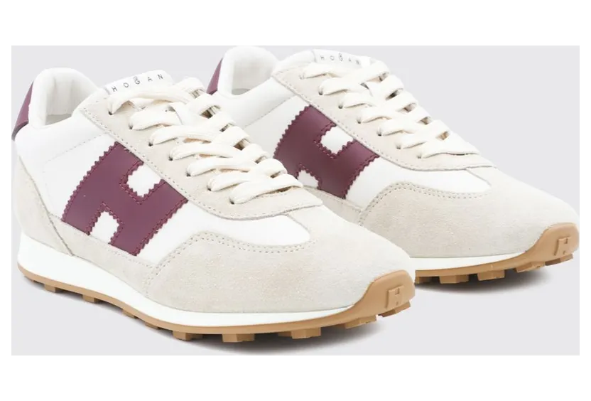 Hogan H727 Smooth and Suede Leather Sneakers with Side H Monogram White (HXW7270GH00UHC9998)