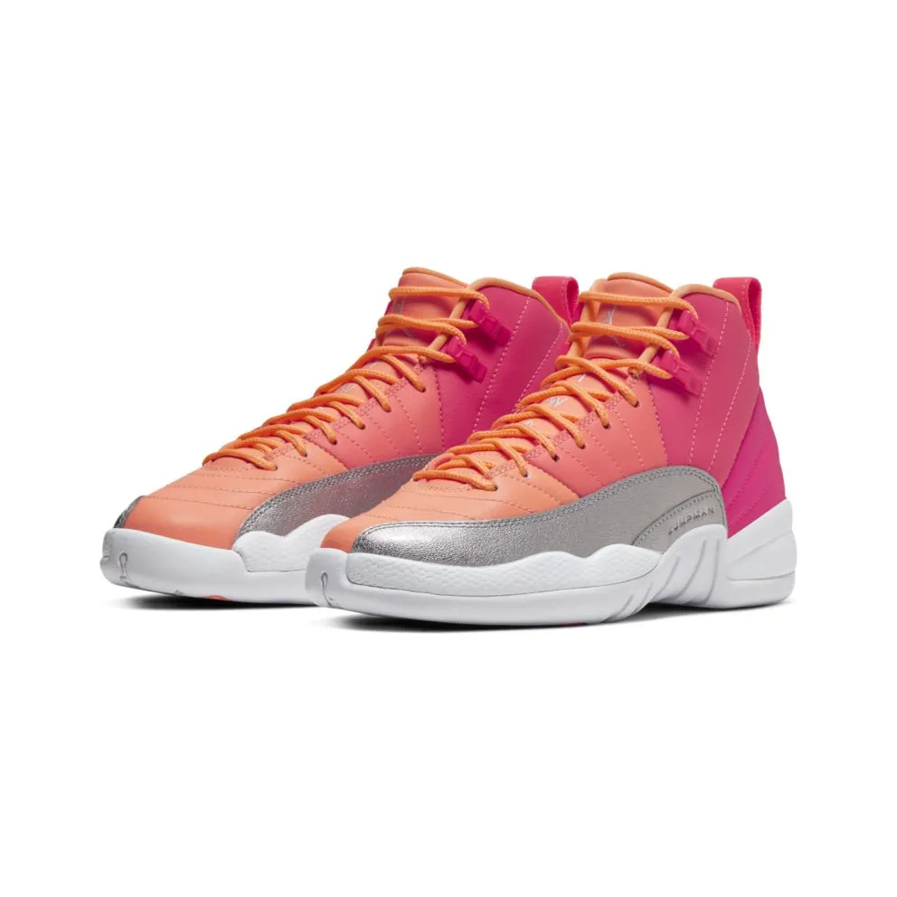 Jordan 12 Retro Sunrise (GS) Racer Pink/White-Hot Punch-Bright Mango-Sunset Pulse-Metallic Silver (510815-601)