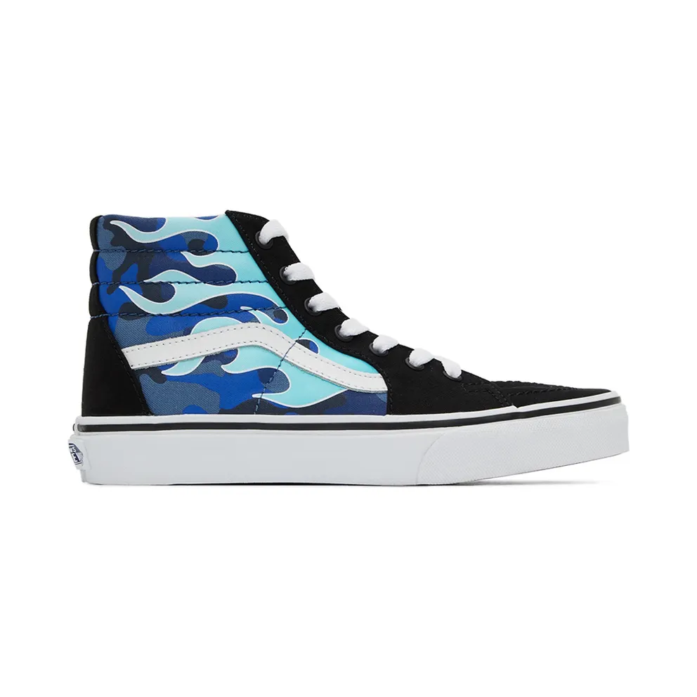 Vans Kids Black & Blue Camo Flame Sk8-Hi Big Kids Sneakers (VN0A4UI2ABW1)