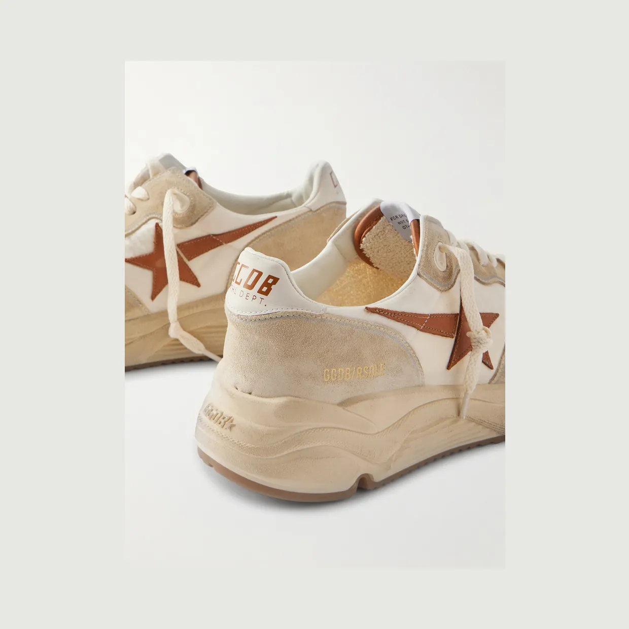 Golden Goose Running Sole Leather-Trimmed Suede and Shell Sneakers Beige (GMF00126.F008153) (5)