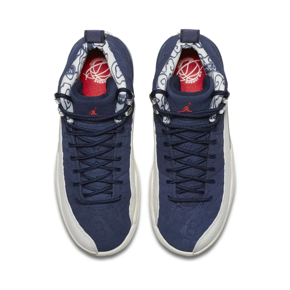 Jordan 12 Retro International Flight (GS) College Navy/University Red-Sail (BV8017-445)
