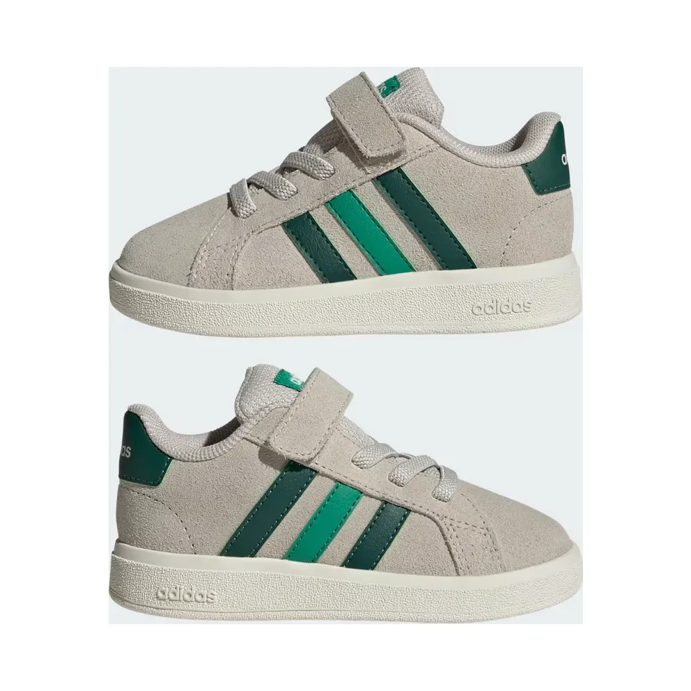 adidas Grand Court 2.0 Shoes Kids “Beige / Collegiate Green / Court Green” (IH6415)