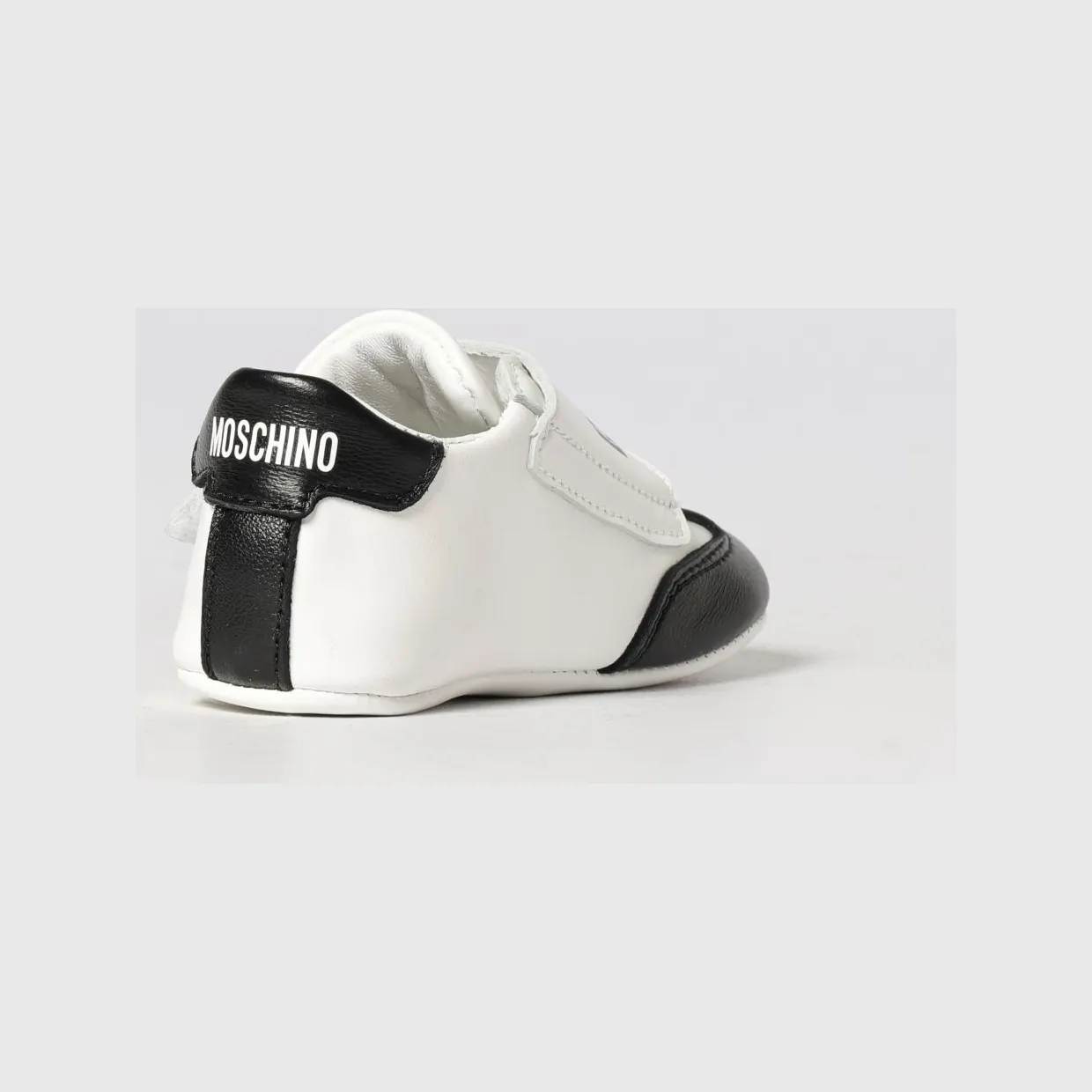 Moschino Leather Sneakers with Logo Print White (8289201) (2)