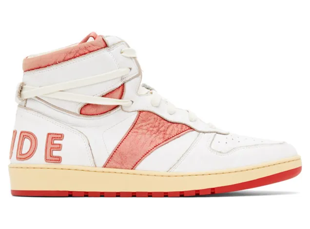 Rhude White and Red Rhecess Hi Sneakers (RHU08PF20119)