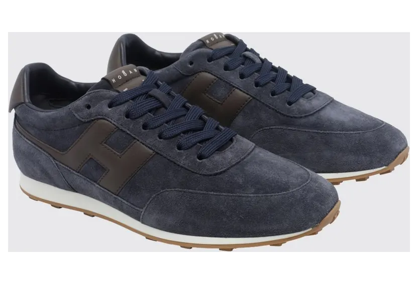 Hogan H699 Sneakers in Calfskin and Suede with Notched Sole Blue (HXM6990GA00UHO0FDY)