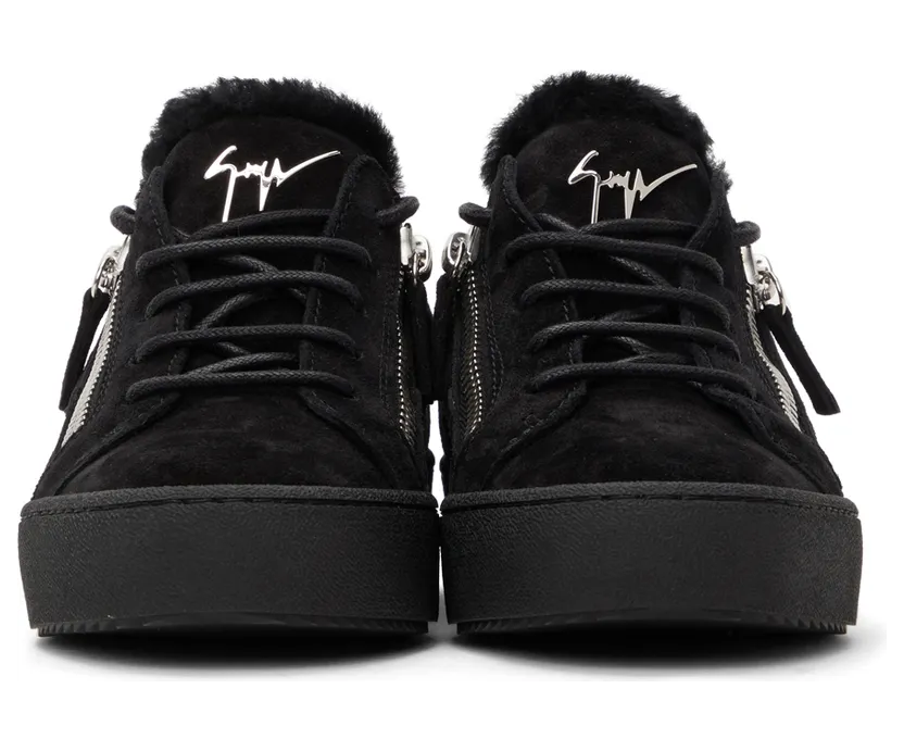 Giuseppe Zanotti Black Shearling Zip Sneakers (RS10054 7831) (2)