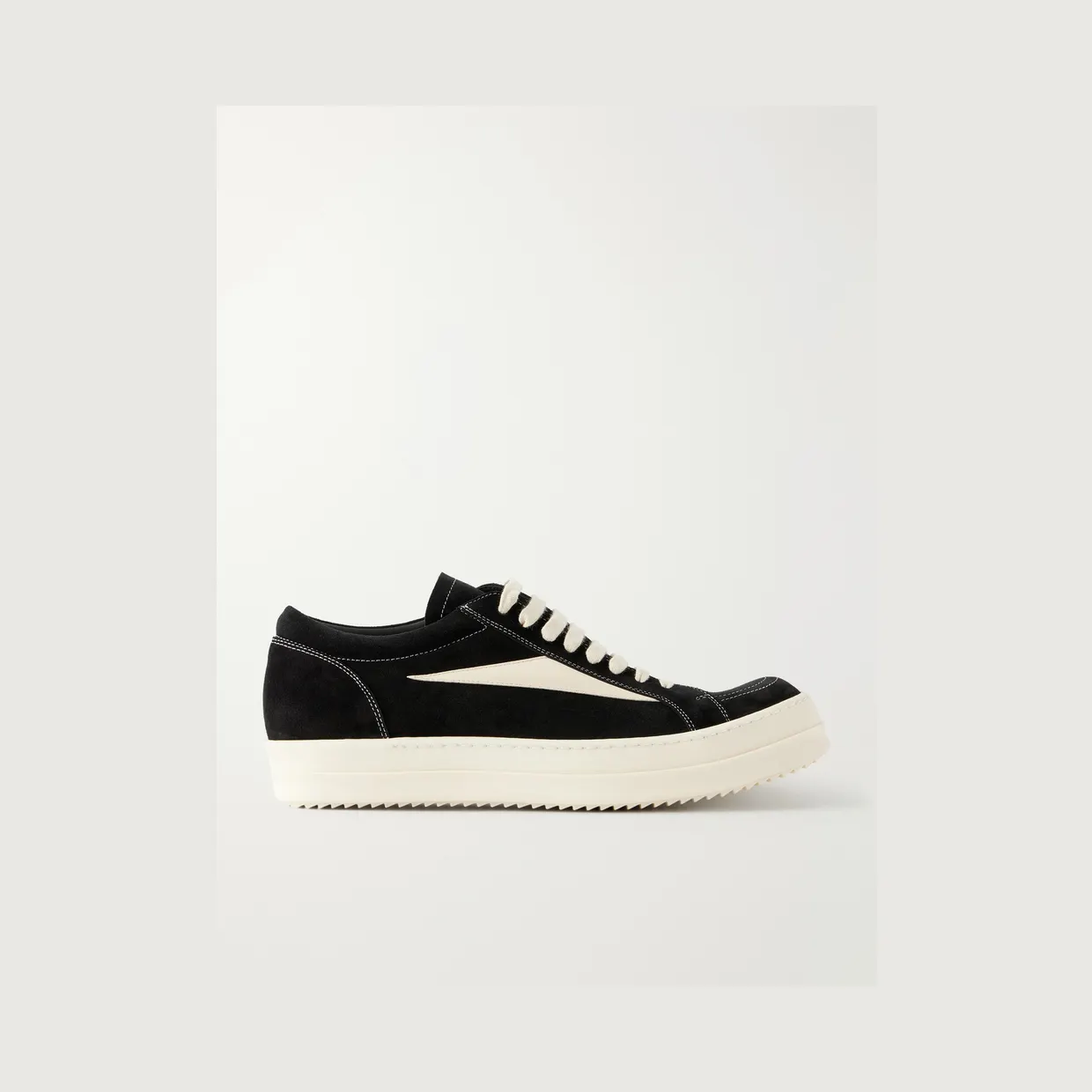 Rick Owens Vintage Suede-Trimmed Leather and Rubber Sneakers Black (RU02F4897)