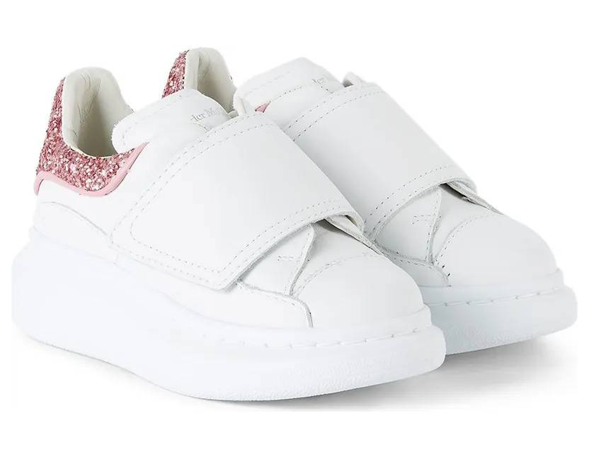 Alexander McQueen Kids White & Navy Glitter Oversized Velcro Sneakers (612098WHX1Y) (4)
