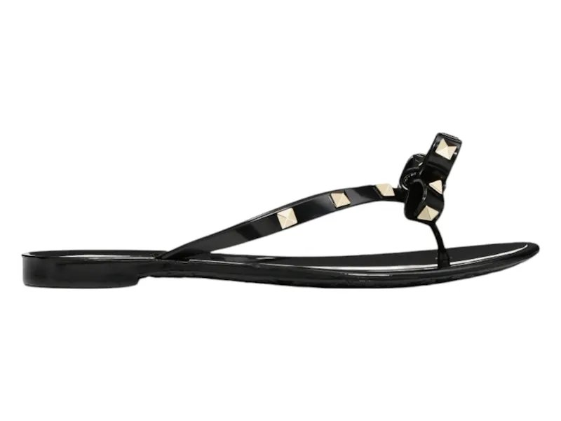 Valentino Rubber Rockstud Thong Sandals Black (ZW2S0552PVS0NO)