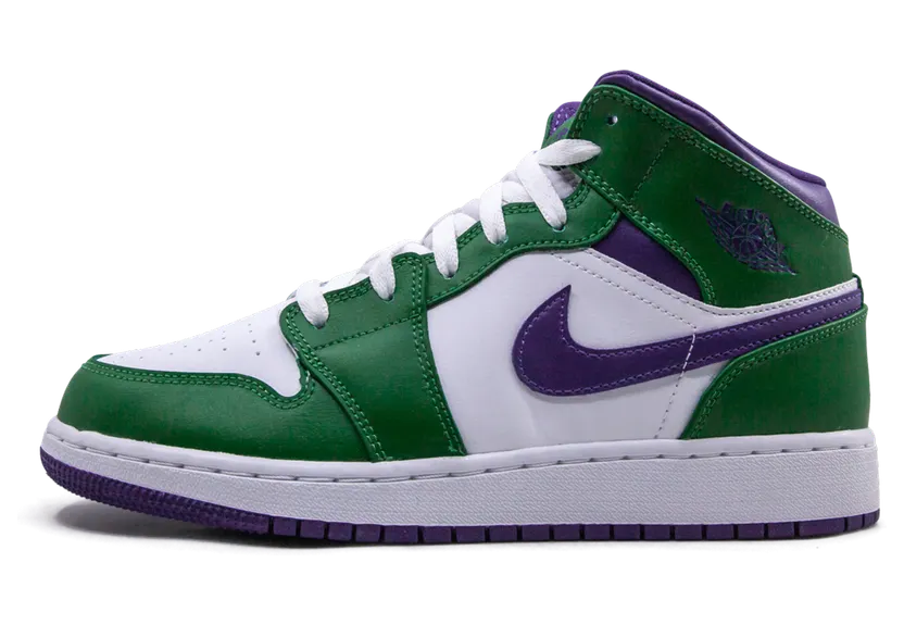 Air Jordan 1 Mid’Hulk’ GS Aloe Verde/Court Purple/White (554725-300)