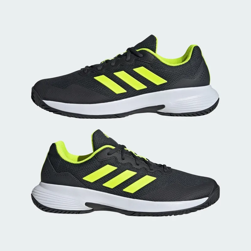 Adidas Gamecourt 2.0 Tennis Shoes Carbon / Lucid Lemon / Cloud White (JH9013)