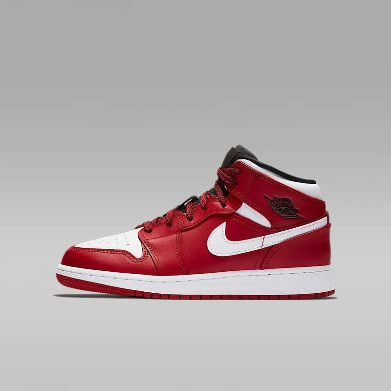 Air Jordan 1 Mid BG “Gym Red / Black / White” (554725-605)