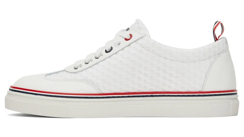 Thom Browne White Leather & Mesh Sneakers (FFD115A-03193) (3)