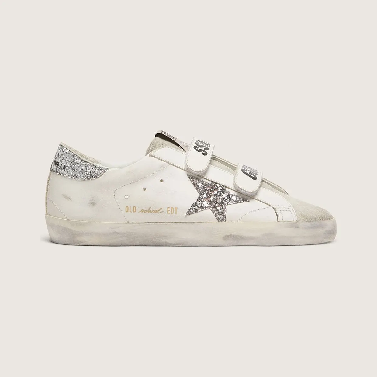 Golden Goose Women’S Old School With Silver Glitter Star And Ice-Gray Suede Tongue (GWF00111.F005122.10273)