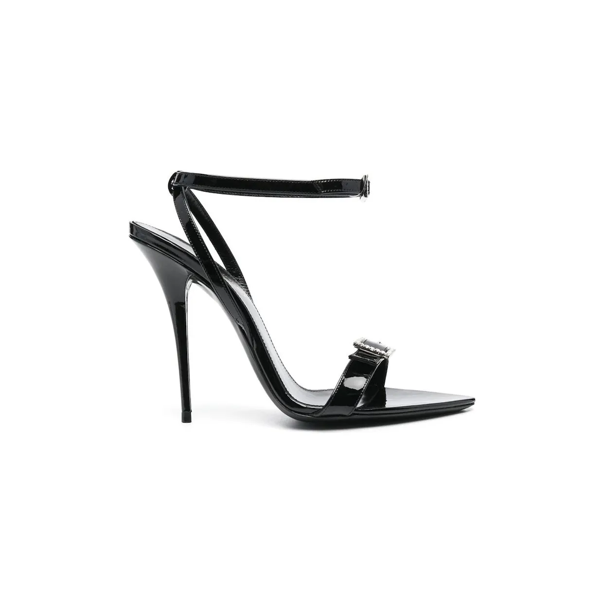 Saint Laurent Gippy Buckled Sandal Heels Black Leather (7095961TV001000)