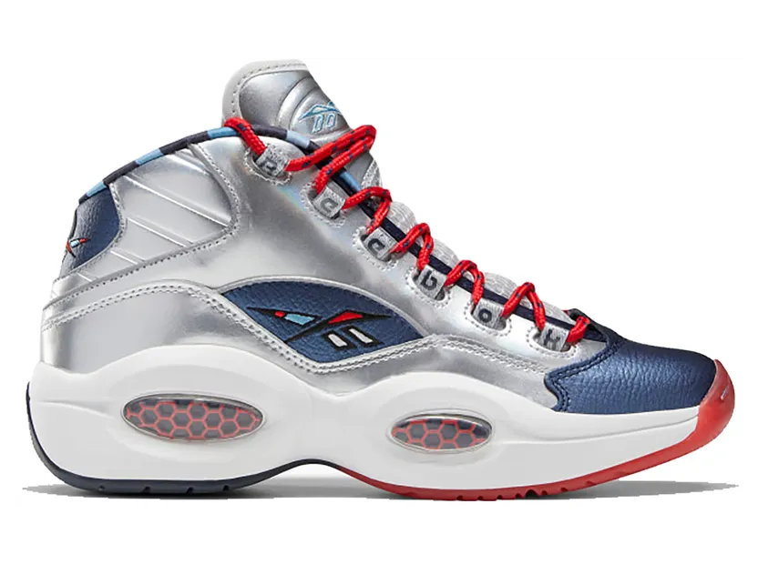 Reebok Question Mid Iverson x Harden Silver Matte Silver/Blue Cadet-Primal Red (Other Brands Reebok)