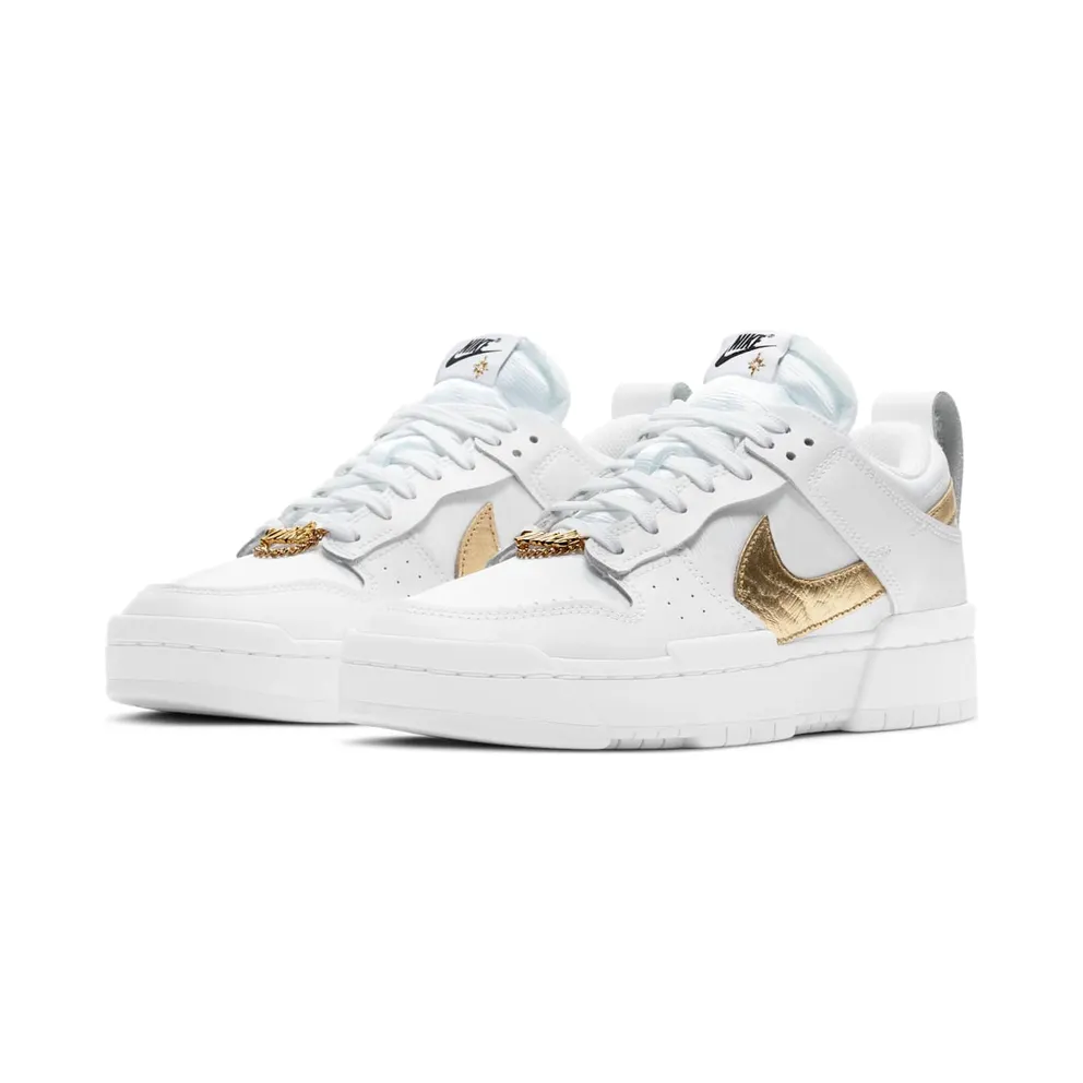 Nike Dunk Low Disrupt White Metallic Gold (W) White/White-Metallic Gold (DD9676-100)