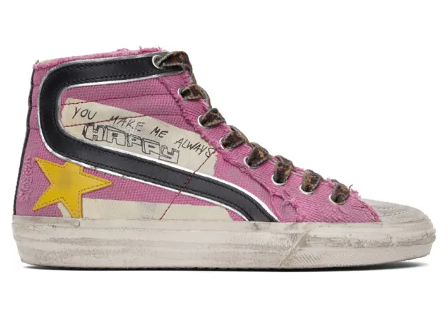 Golden Goose Pink Canvas Classic Slide Sneakers (F00115.F001259.25553)