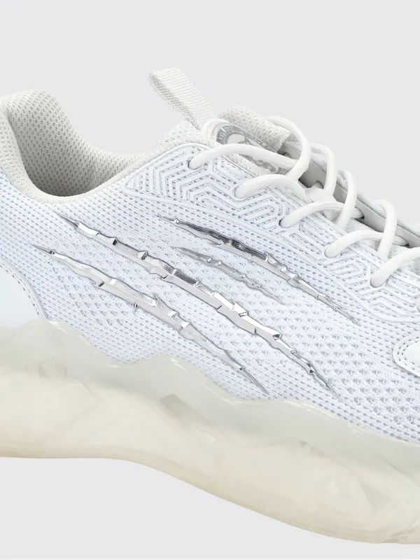 Plein Sport Lace-Up Low-Top Sneakers in Technical Mesh with Rear Logo White (FABSUSC0338STE003N01) (2)