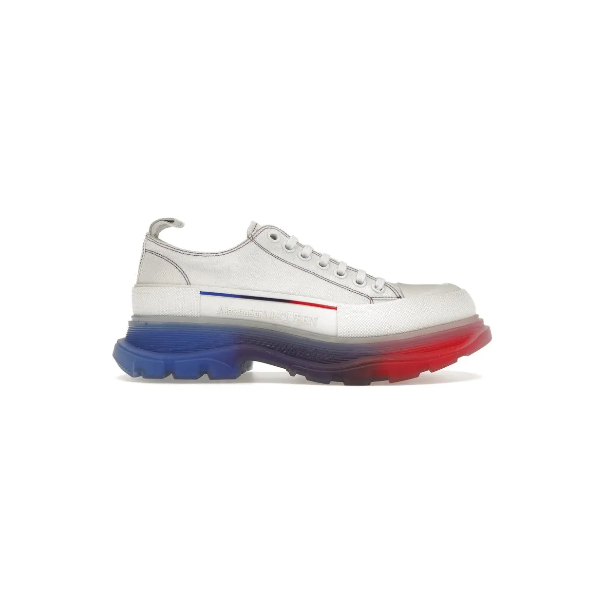 Alexander McQueen Tread Slick Low Lace Up Clear Sole White Off-White Bright Red (705660 W4TGE 8994)