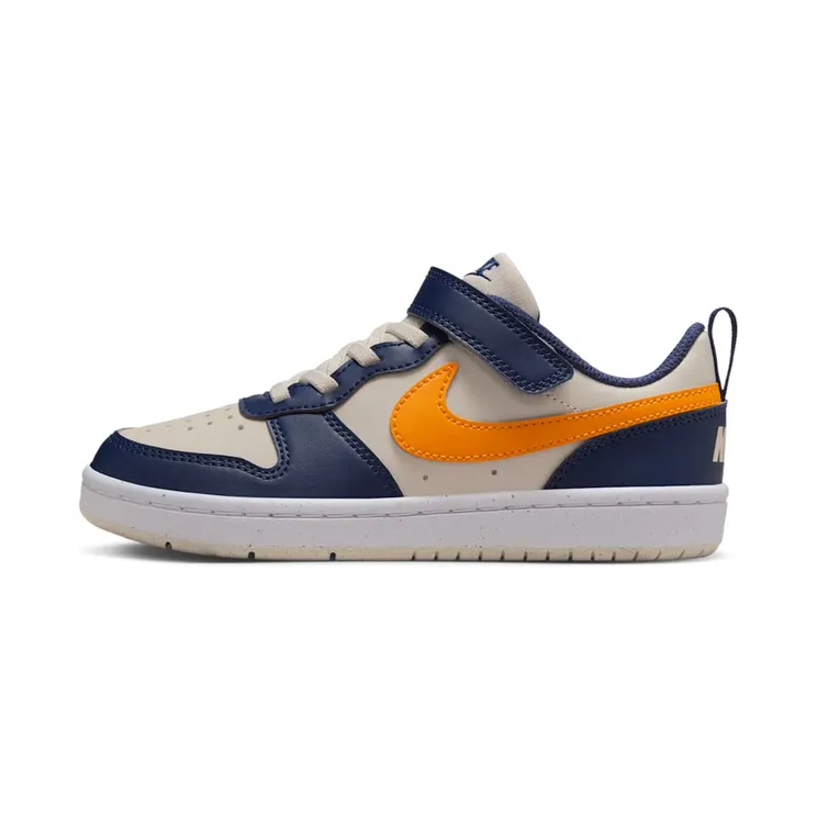 Nike Court Borough Low Recraft “Light Orewood Brown / Midnight Navy / White / Orange Peel” (DV5457-126)