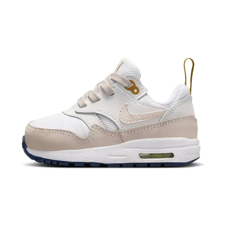 Nike Air Max 1 EasyOn Infant “White Bronzine Midnight Navy Light Orewood Brown (I)” (DZ3309-103)