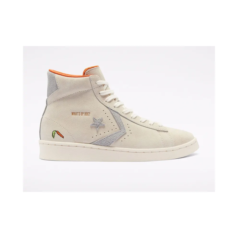 Converse Grey and Off-White Looney Tunes Edition Pro Leather High Sneakers (169223C)