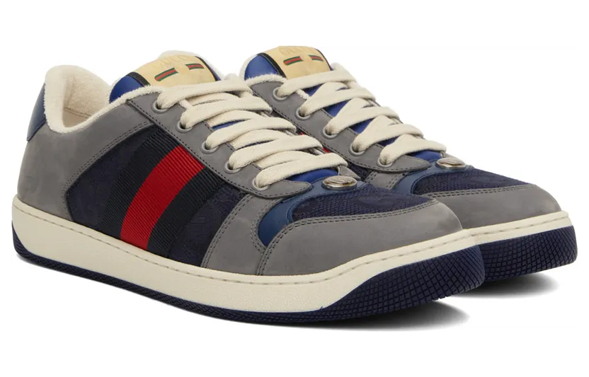 Gucci Navy & Gray Screener Sneakers (576223 FAA3T) (4)