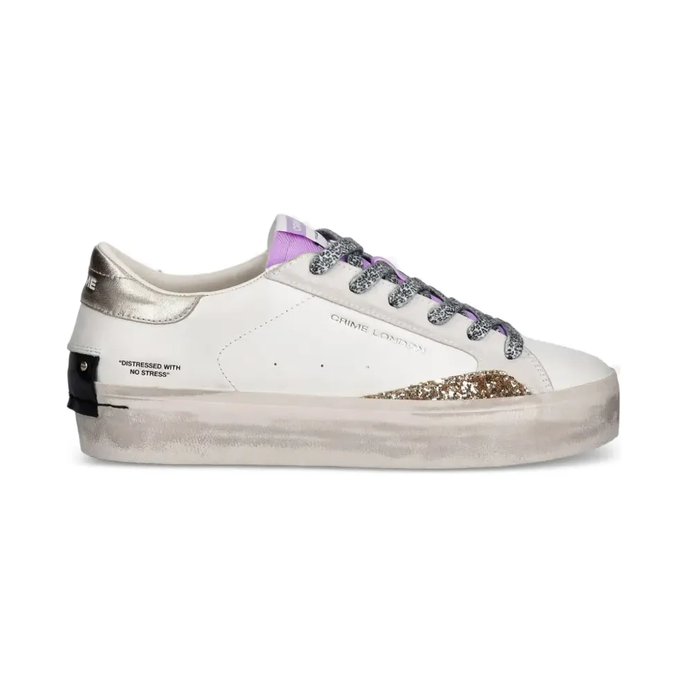 Crime London Distressed Platform mit Glitzer-Detail – White (29055PP810)