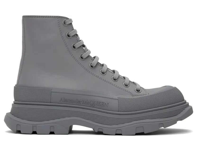 Alexander McQueen Grey Tread Slick High Sneakers (627206WIB81)