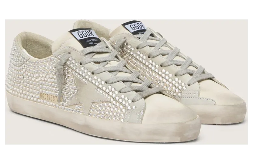 Golden Goose Super-Star In Nubuck With Swarovski Crystals And Ice-Gray Suede Star (GWF00174.F006318.10273) (2)