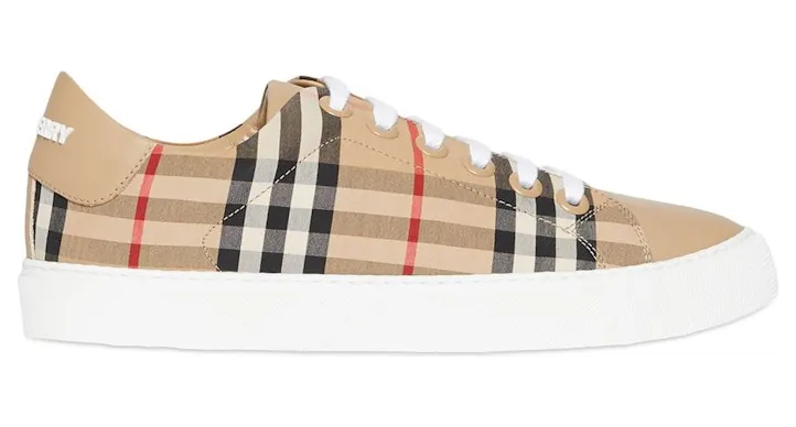 Burberry Bio-based Sole Vintage Check and Leather Sneakers Archive Beige (W) (8017249)