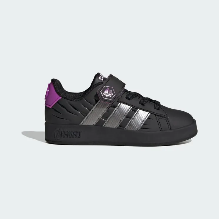 adidas Marvel Avengers Grand Court Shoes Kids “Core Black / Iron Metallic / Purple Burst” (KI9188)