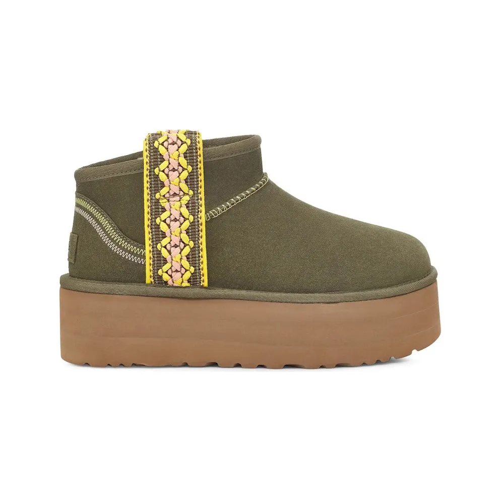 UGG Classic Ultra Mini Braid Platform Boot Burnt Olive (1138491-BTOL)