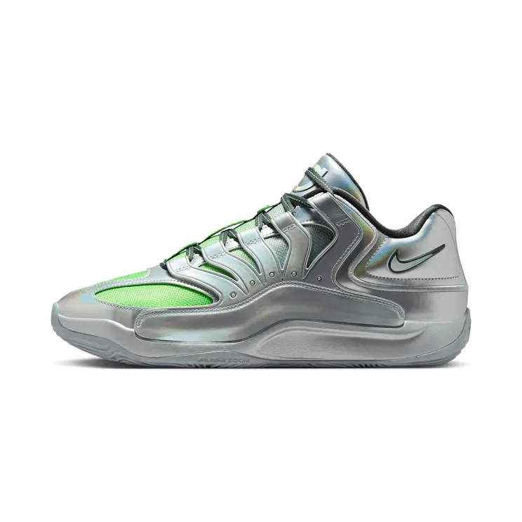 Nike KD 18 EYBL “Metallic Silver / Green Strike / Dusty Sage / Dark Smoke Grey” (IF2519-001)