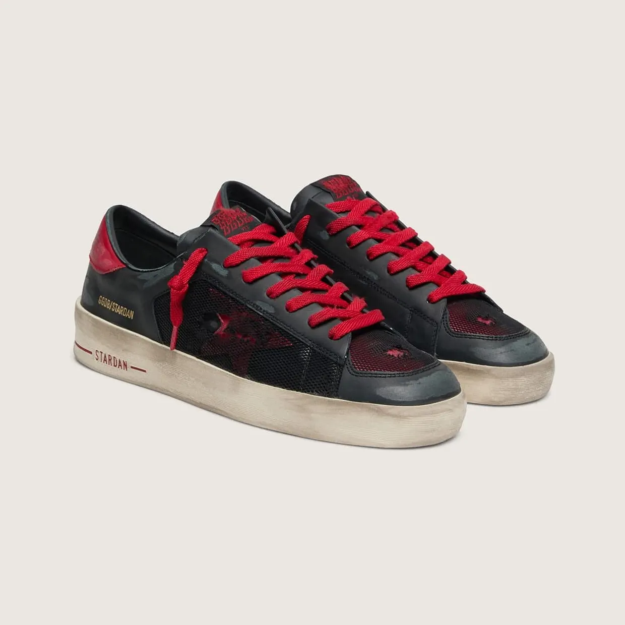 Golden Goose Men’S Stardan In Black Leather With Red Star And Black Mesh And Red Leather Inserts (GMF00190.F000947.90235) (2)