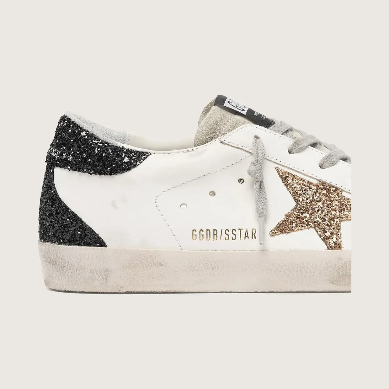 Golden Goose Women’S Super-Star In Nappa Leather With Gold Glitter Star And Black Glitter Heel Tab (GWF00102.F000959.80724) (4)