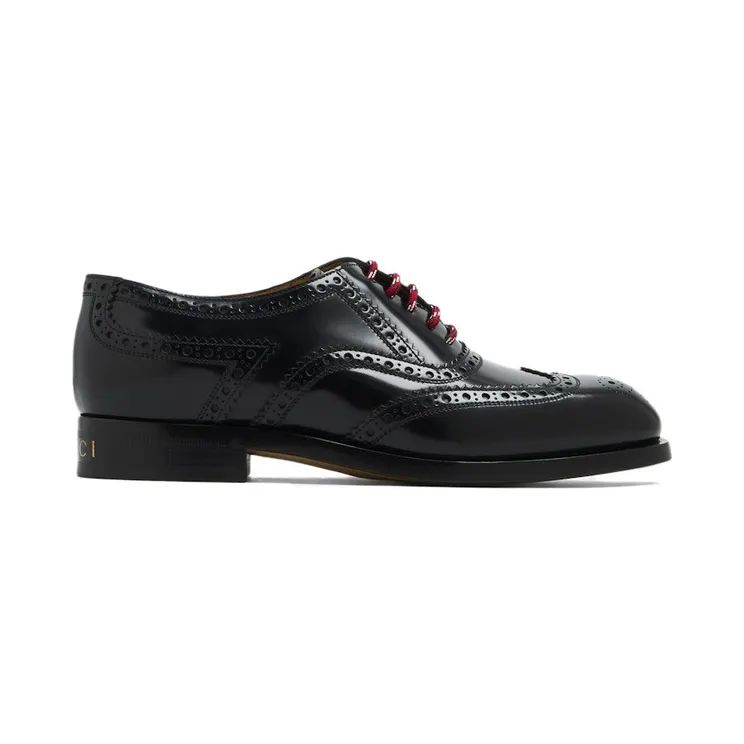 Gucci Lace Up Shoes Black Red (723694 DS800 1000)
