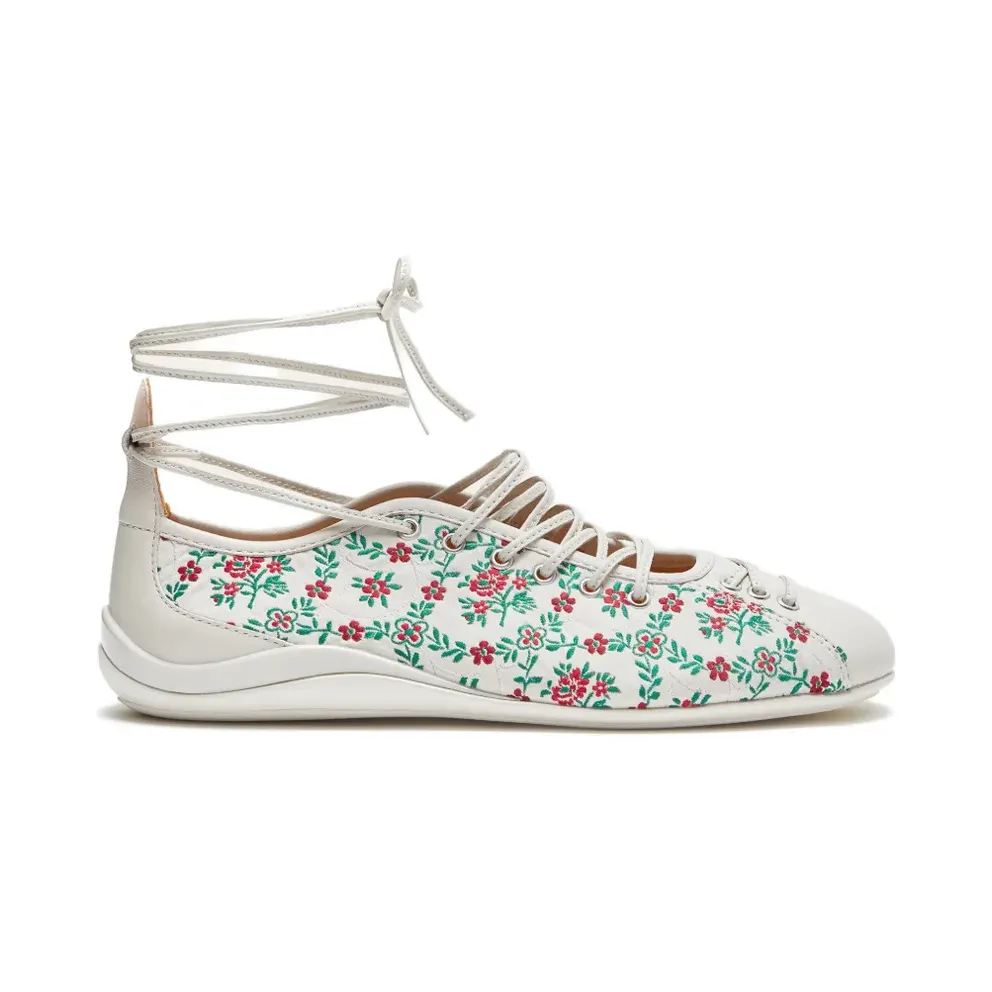LILI CURIA Isolde sneaker-ballerina’s with bloemenprint – White (LC610168TM)