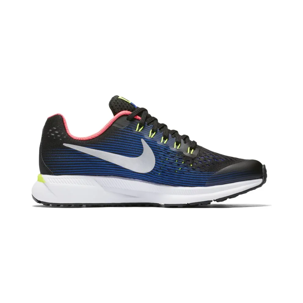 Nike Zoom Pegasus 34 Black Volt Racer Blue (GS) Black/Chrome-Volt-Racer Blue (881953-005)