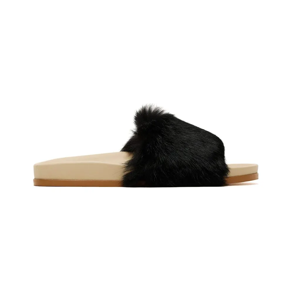 Buscemi Fur Clot Leather Slide Black (318SWSLICOCT0R-0099)