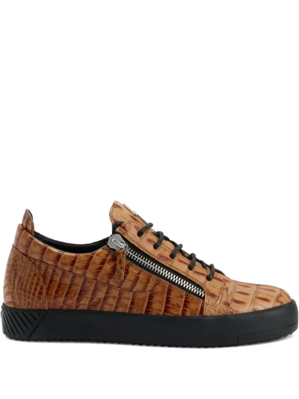 Giuseppe Zanotti Frankie sneakers with krokodillen-reliëf – Brown (RU50029H01)